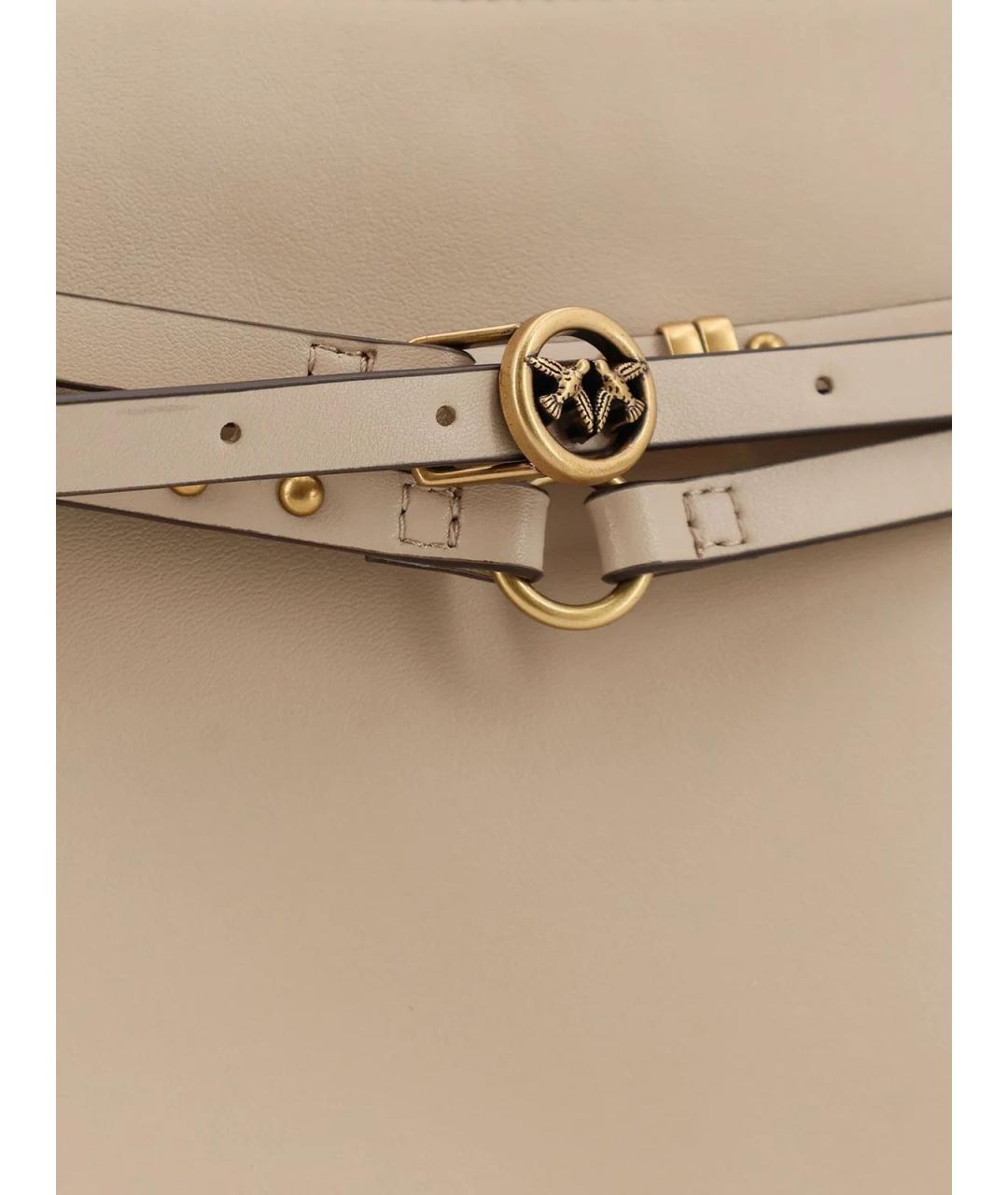 PINKO Бежевая кожаная сумка через плечо, фото 5