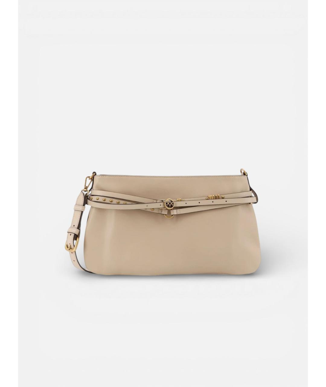 PINKO Бежевая кожаная сумка через плечо, фото 6