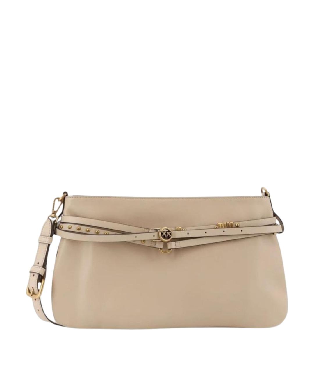 PINKO Бежевая кожаная сумка через плечо, фото 1