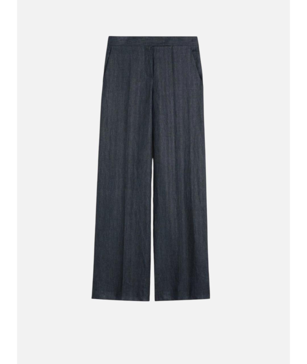 MAX MARA Серые льняные брюки широкие, фото 5
