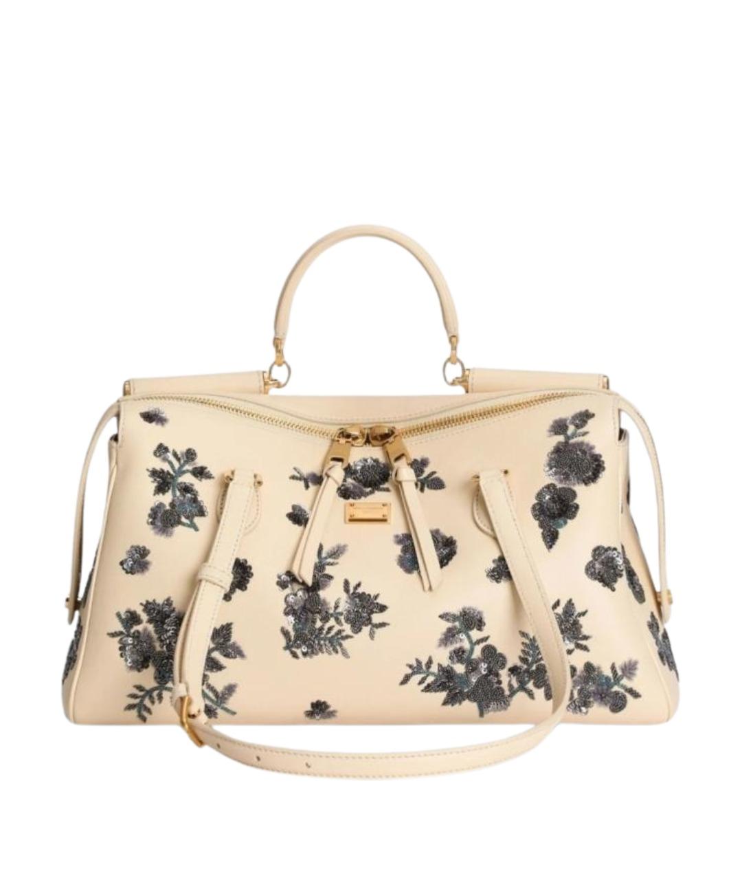 DOLCE&GABBANA Бежевая кожаная сумка тоут, фото 1