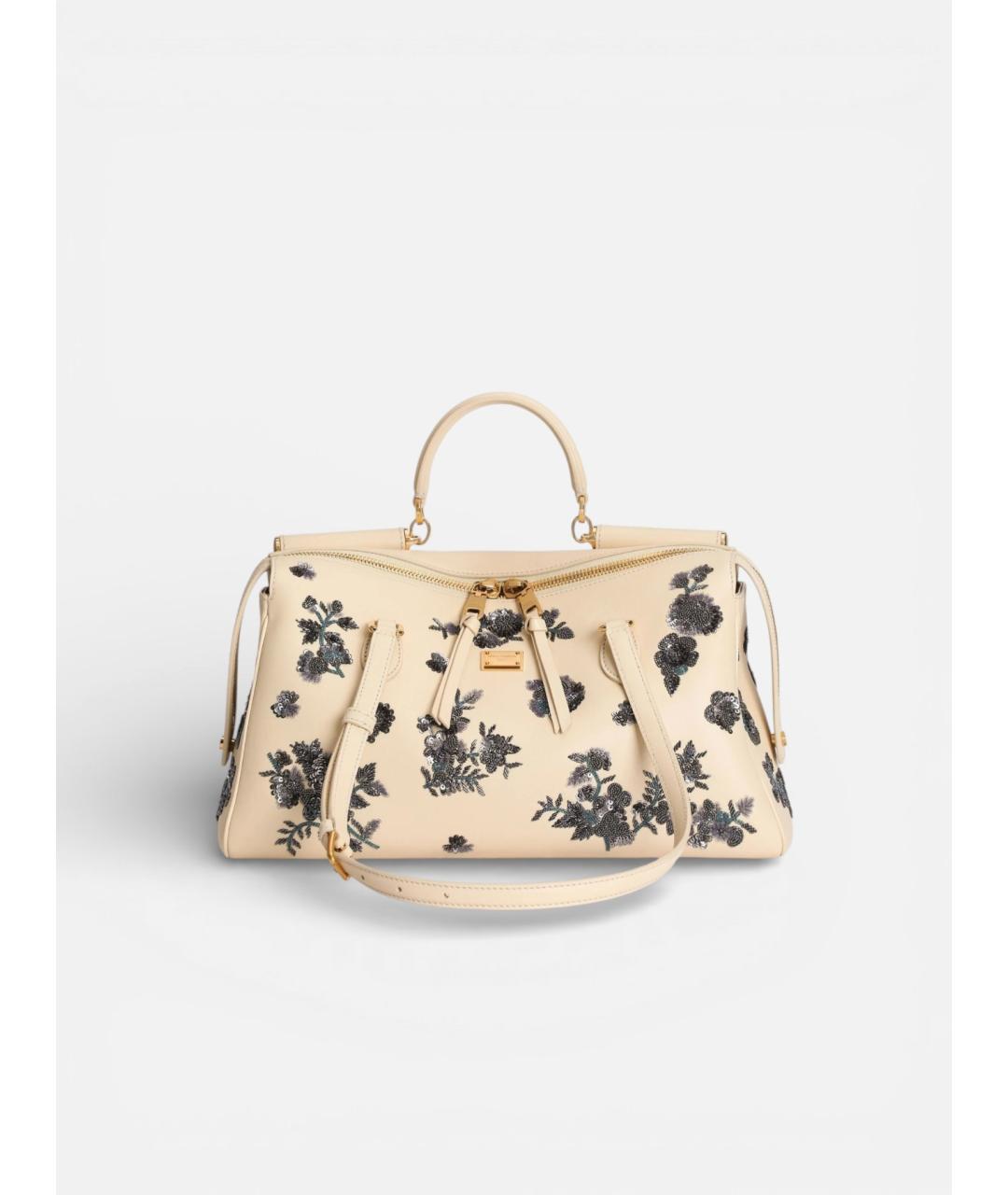 DOLCE&GABBANA Бежевая кожаная сумка тоут, фото 4