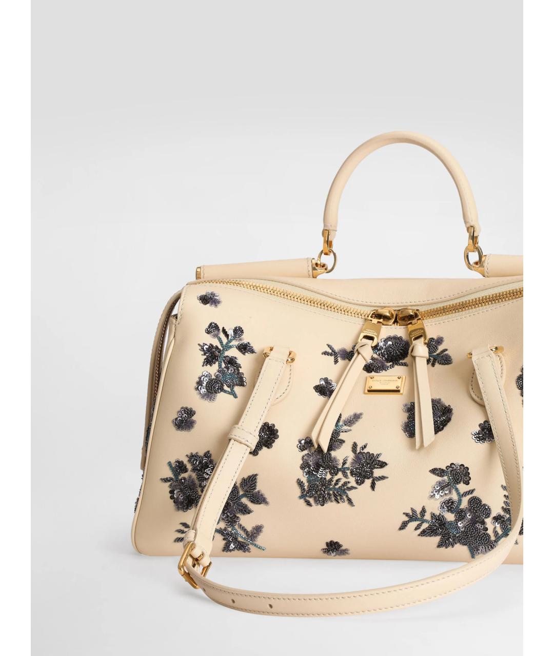 DOLCE&GABBANA Бежевая кожаная сумка тоут, фото 2