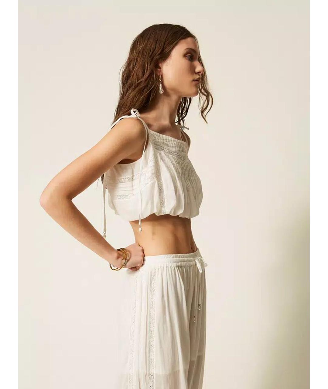 TWIN-SET Белая хлопковая майка, фото 4