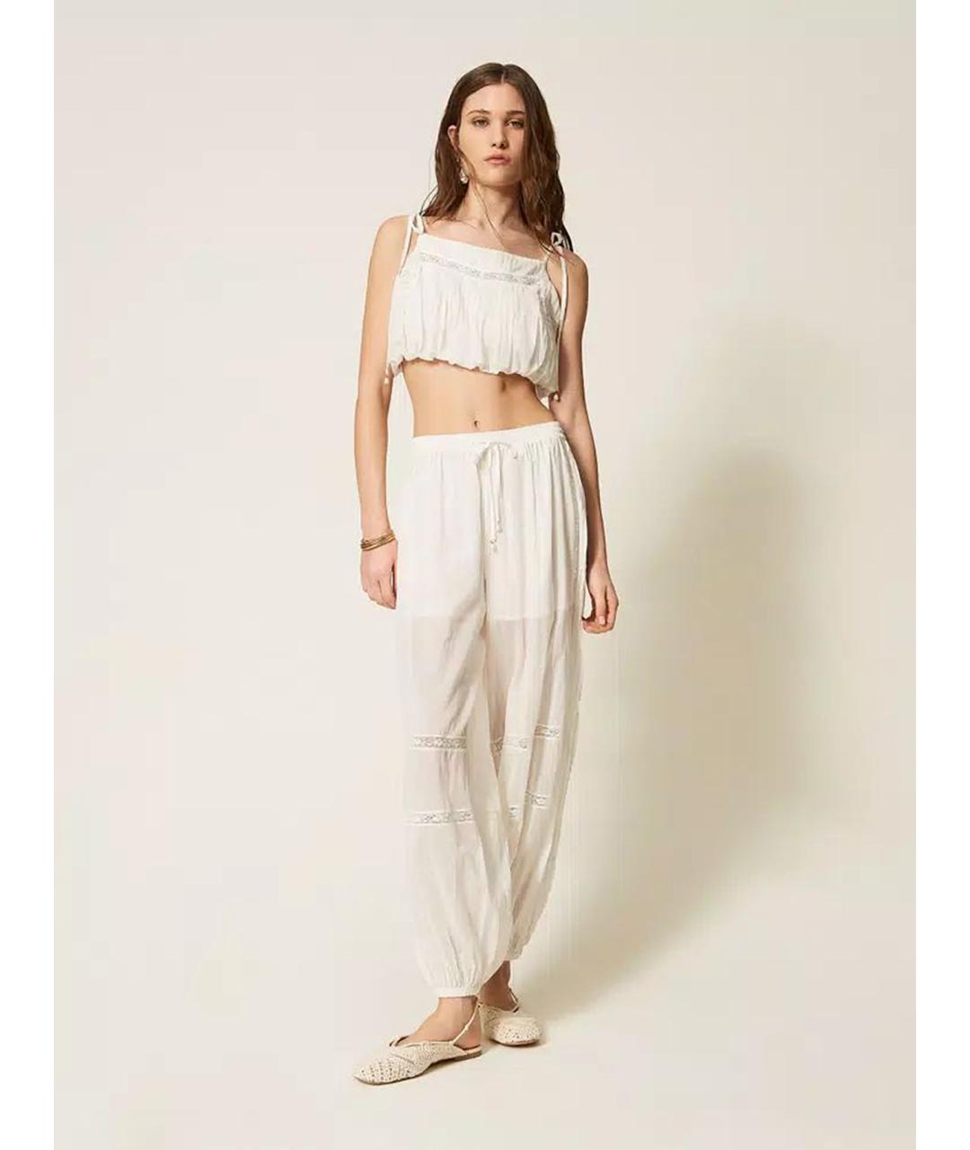 TWIN-SET Белая хлопковая майка, фото 2