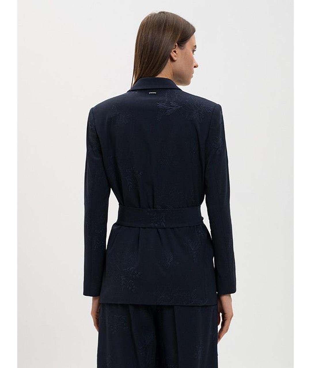 TWIN-SET Темно-синий вискозный жакет/пиджак, фото 4