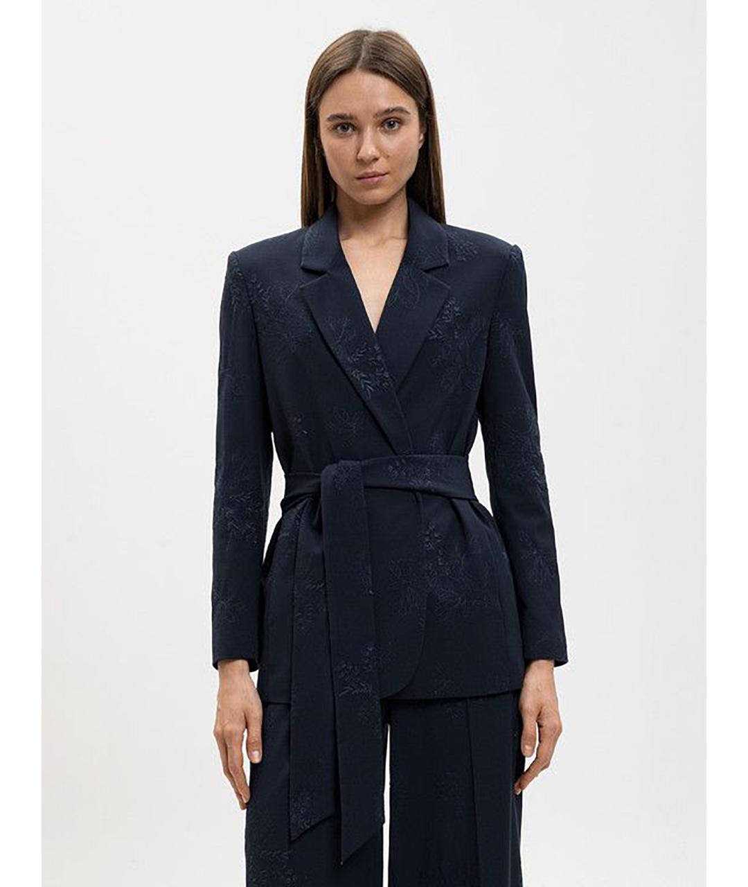 TWIN-SET Темно-синий вискозный жакет/пиджак, фото 3