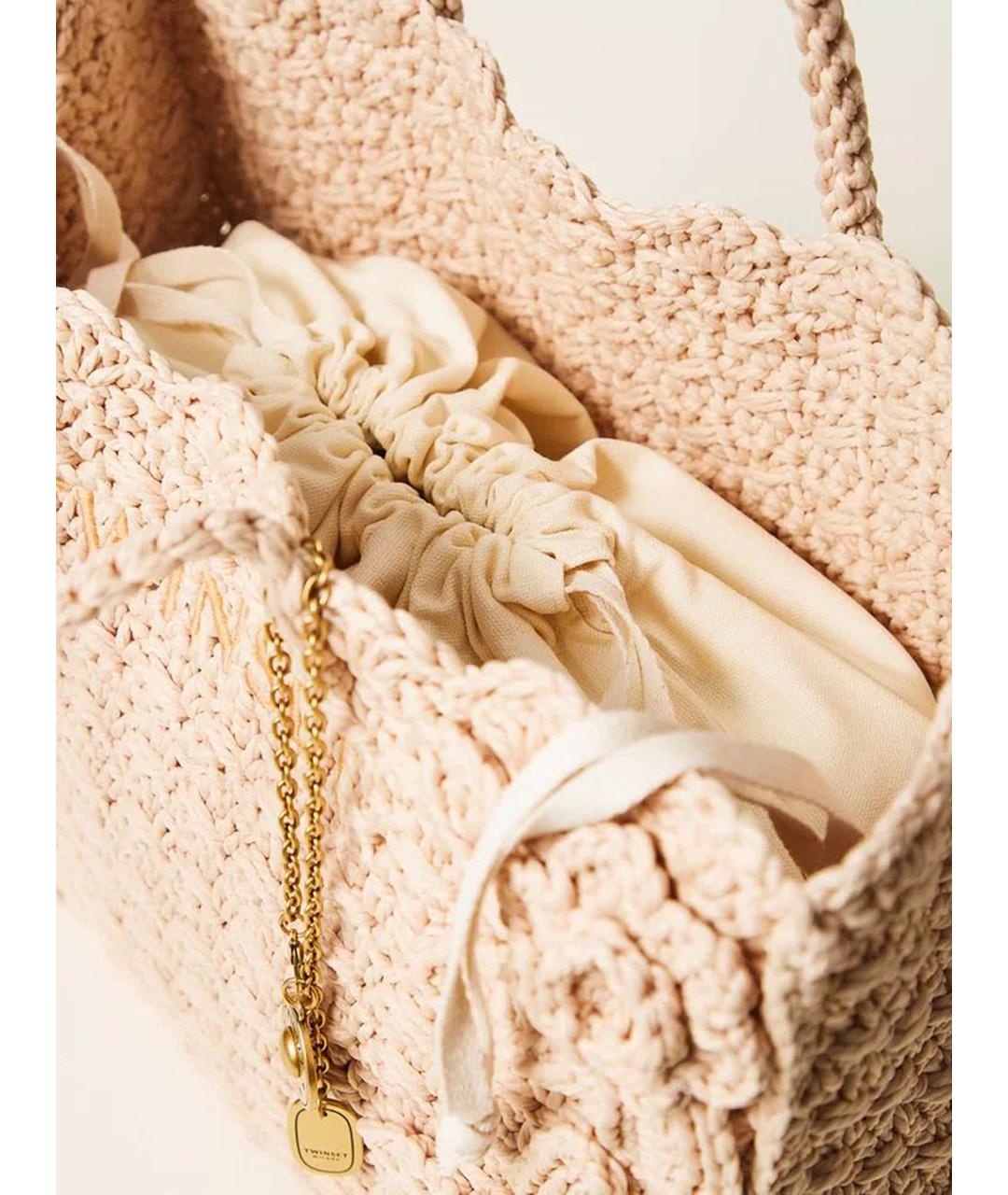 TWIN-SET Бежевая сумка с короткими ручками, фото 4