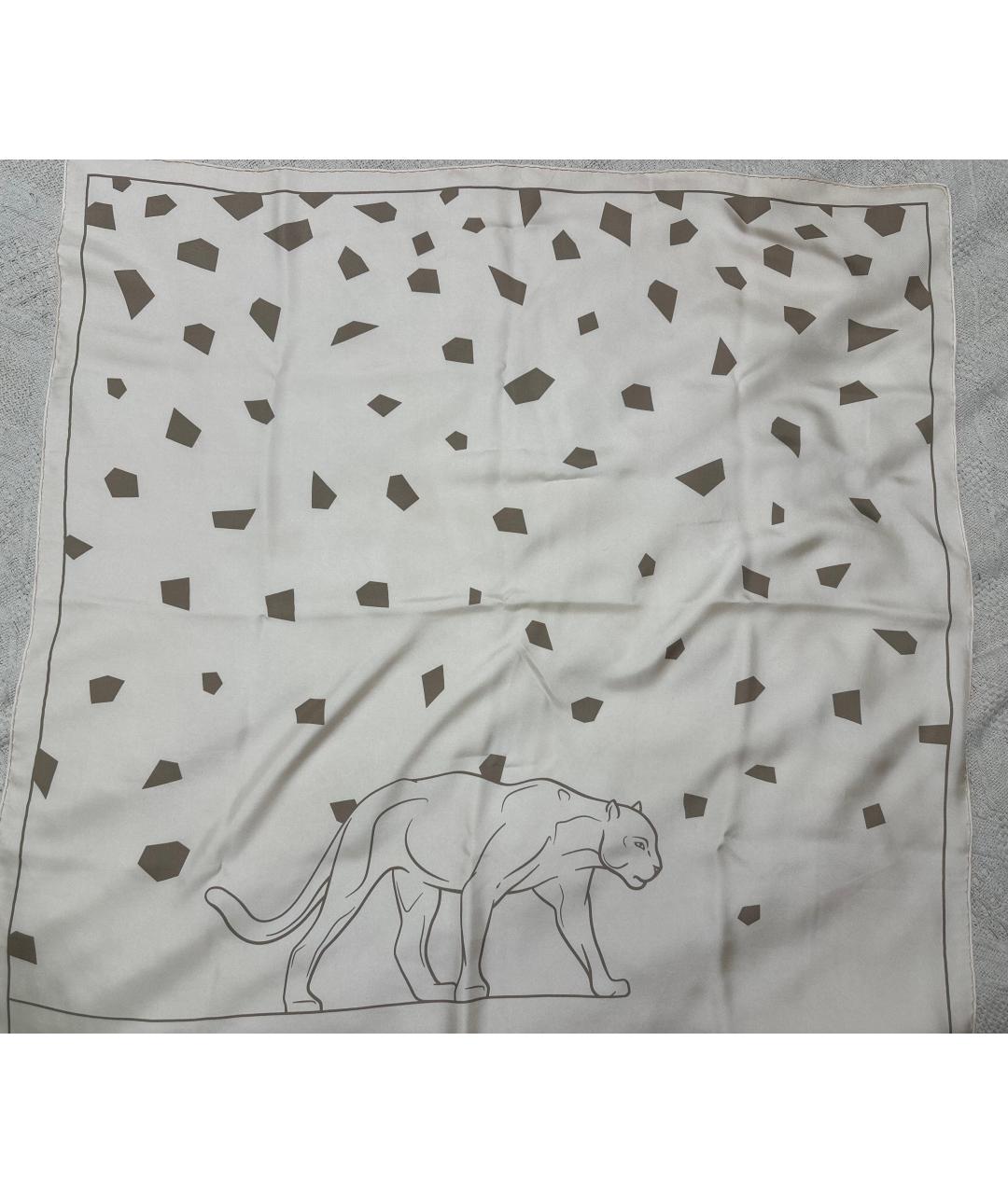 CARTIER Бежевый шелковый платок, фото 9