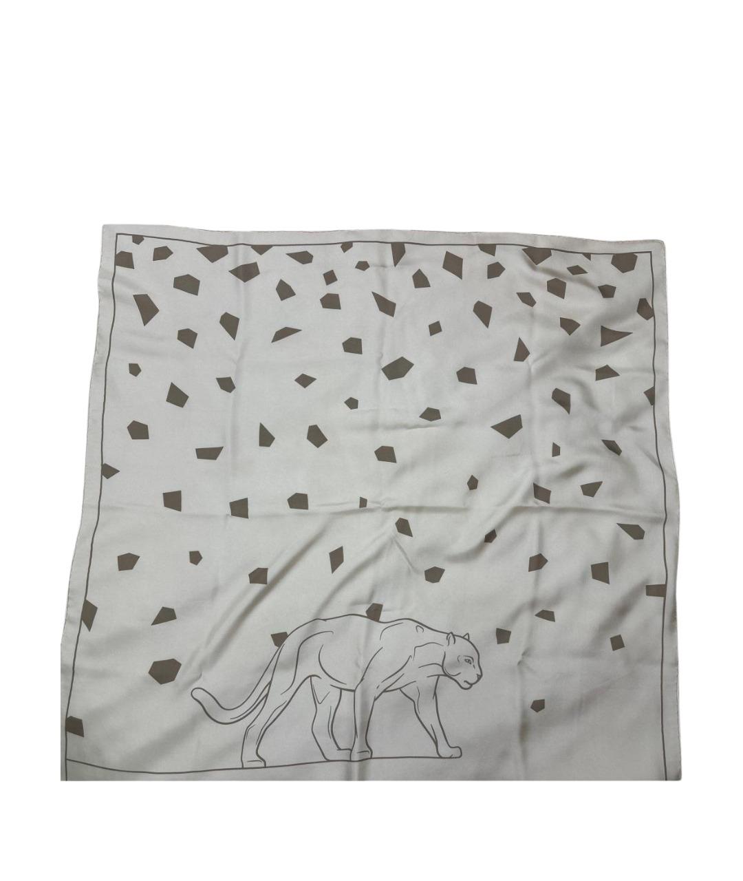 CARTIER Бежевый шелковый платок, фото 1