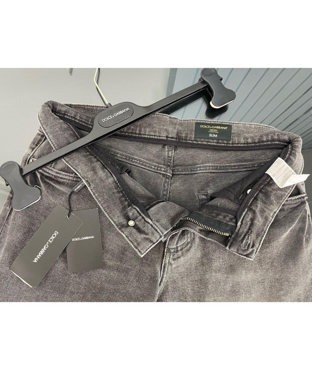 DOLCE&GABBANA Серые хлопко-эластановые прямые джинсы, фото 3