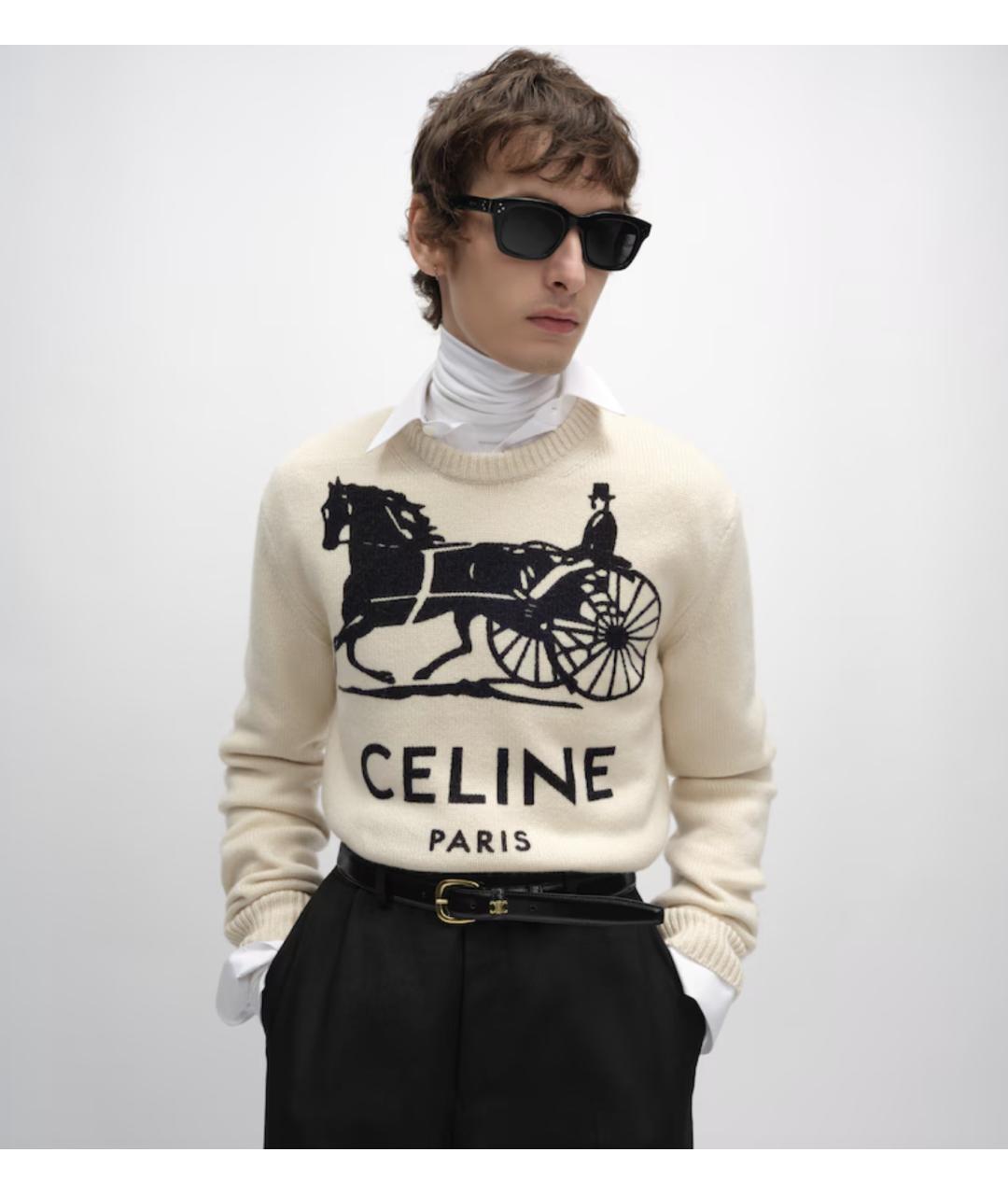 CELINE Бежевый кашемировый джемпер / свитер, фото 2