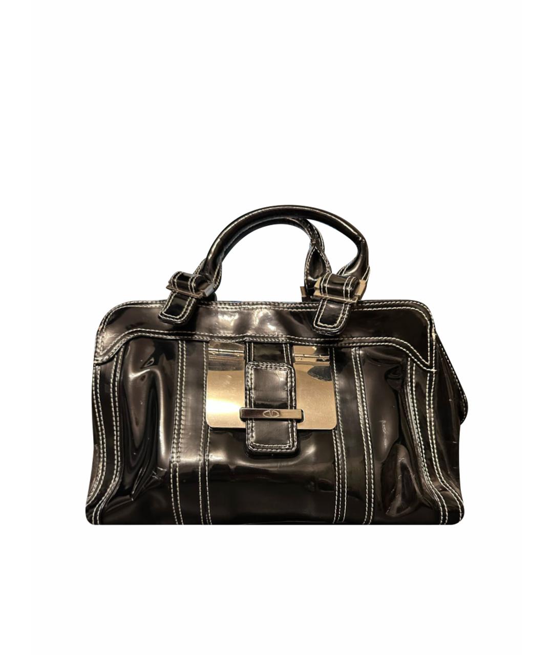 VALENTINO Черная сумка с короткими ручками из лакированной кожи, фото 1