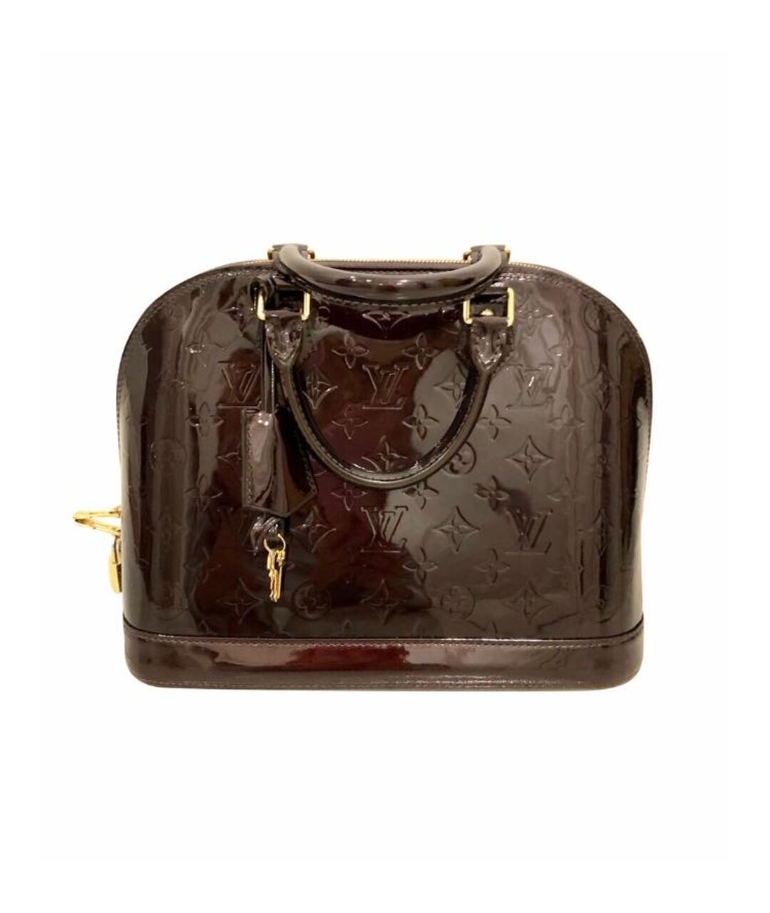 LOUIS VUITTON Бордовая сумка тоут из лакированной кожи, фото 1