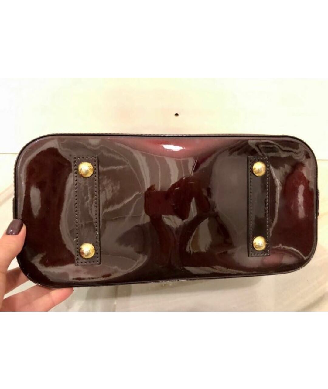 LOUIS VUITTON Бордовая сумка тоут из лакированной кожи, фото 5
