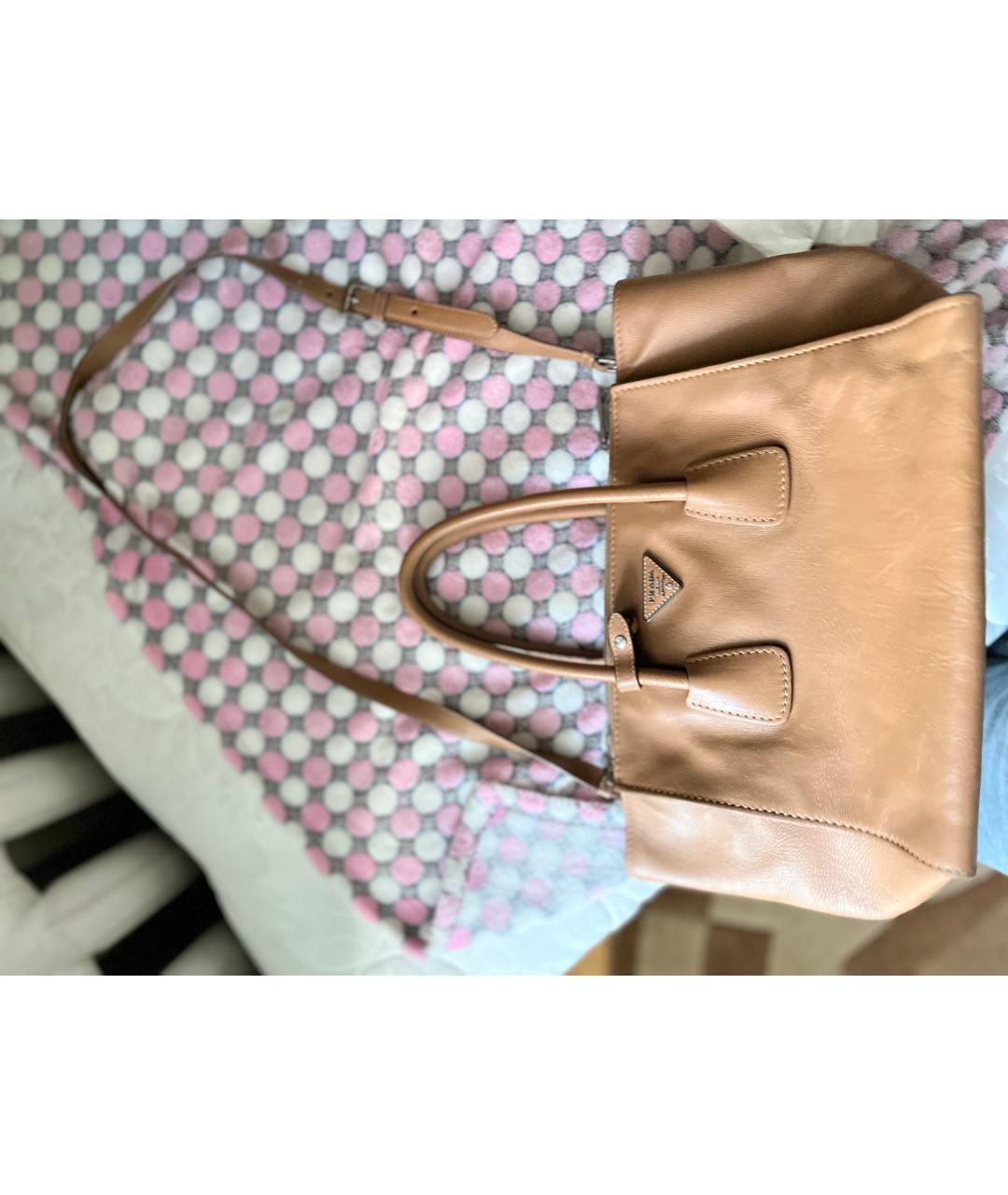 PRADA Коричневая кожаная сумка тоут, фото 5