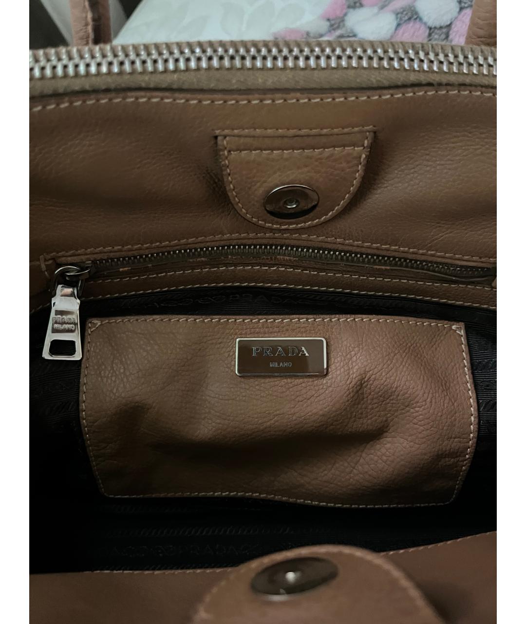 PRADA Коричневая кожаная сумка тоут, фото 3