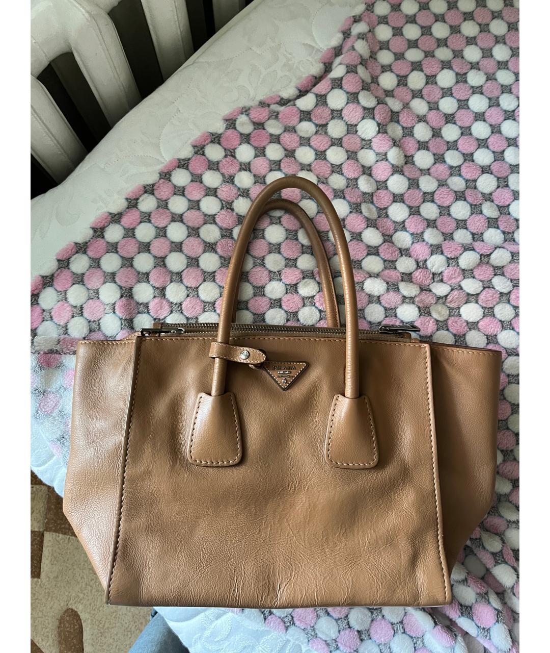 PRADA Коричневая кожаная сумка тоут, фото 6