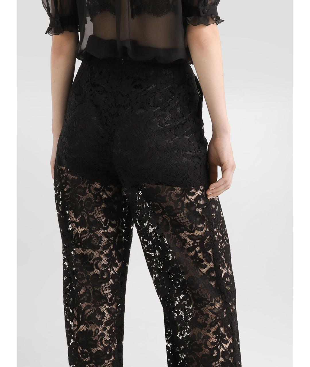 DOLCE&GABBANA Черные хлопковые прямые брюки, фото 5