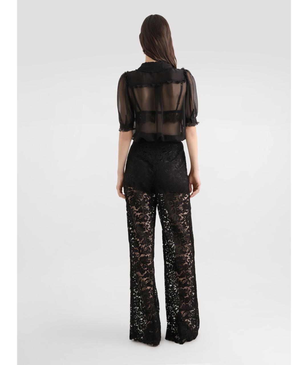 DOLCE&GABBANA Черные хлопковые прямые брюки, фото 3