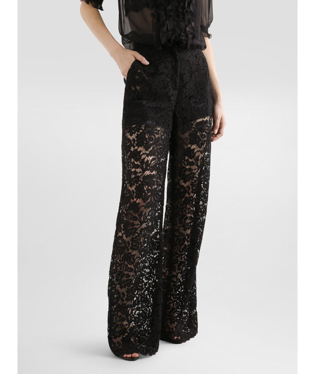DOLCE&GABBANA Черные хлопковые прямые брюки, фото 4