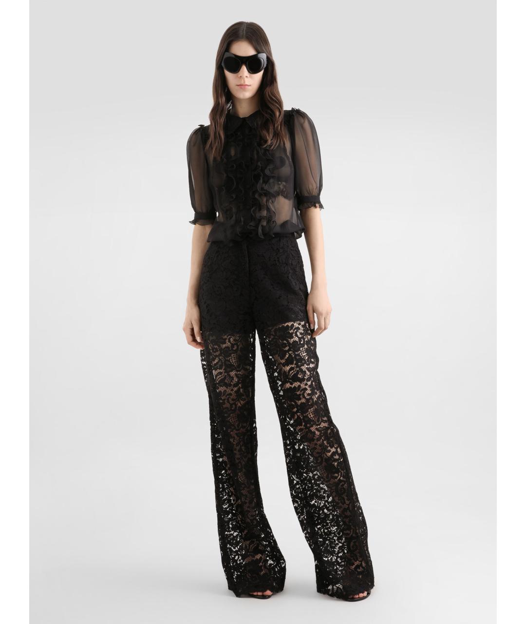 DOLCE&GABBANA Черные хлопковые прямые брюки, фото 2
