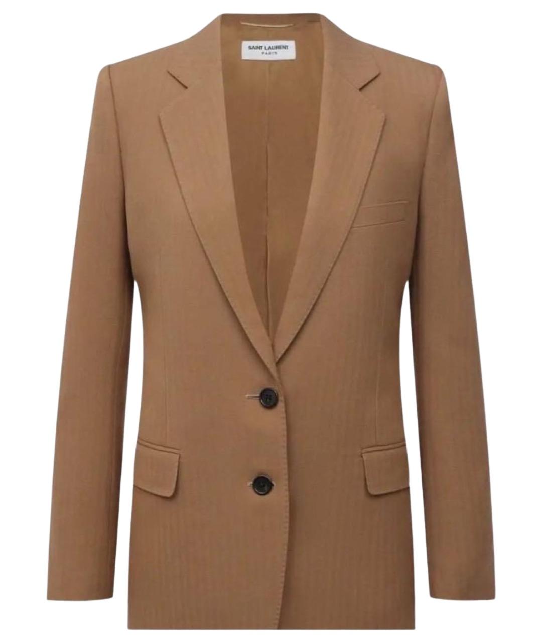 SAINT LAURENT Горчичный шерстяной жакет/пиджак, фото 1