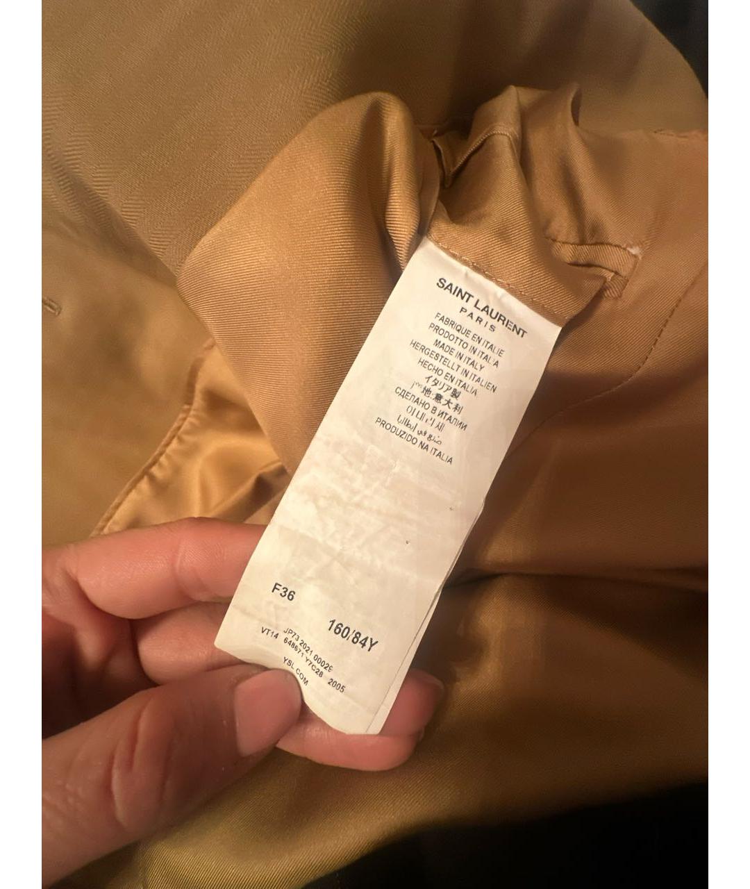 SAINT LAURENT Горчичный шерстяной жакет/пиджак, фото 6