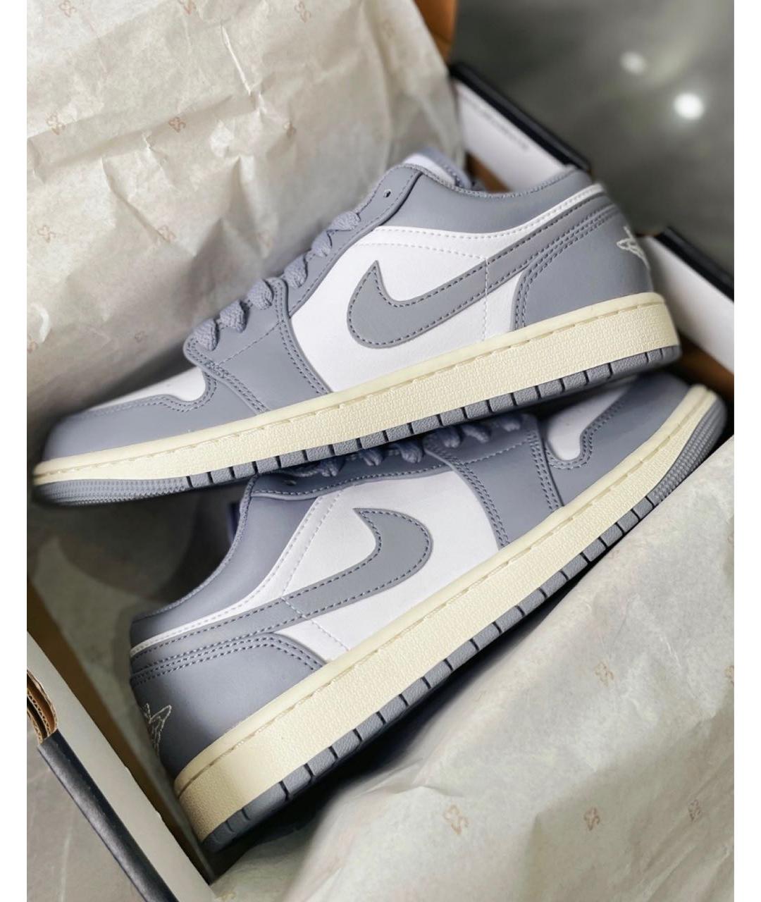 JORDAN Серые кожаные низкие кроссовки / кеды, фото 2