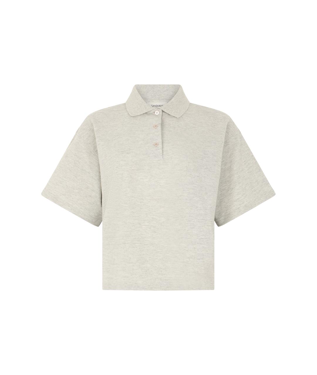 SAINT LAURENT Серая хлопковая футболка, фото 1