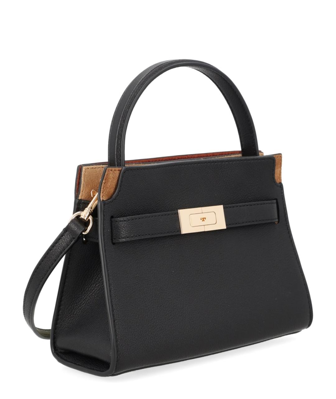 TORY BURCH Черная кожаная сумка с короткими ручками, фото 3