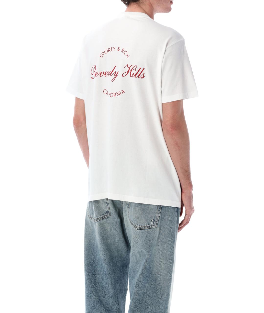 SPORTY AND RICH Белая хлопковая футболка, фото 2