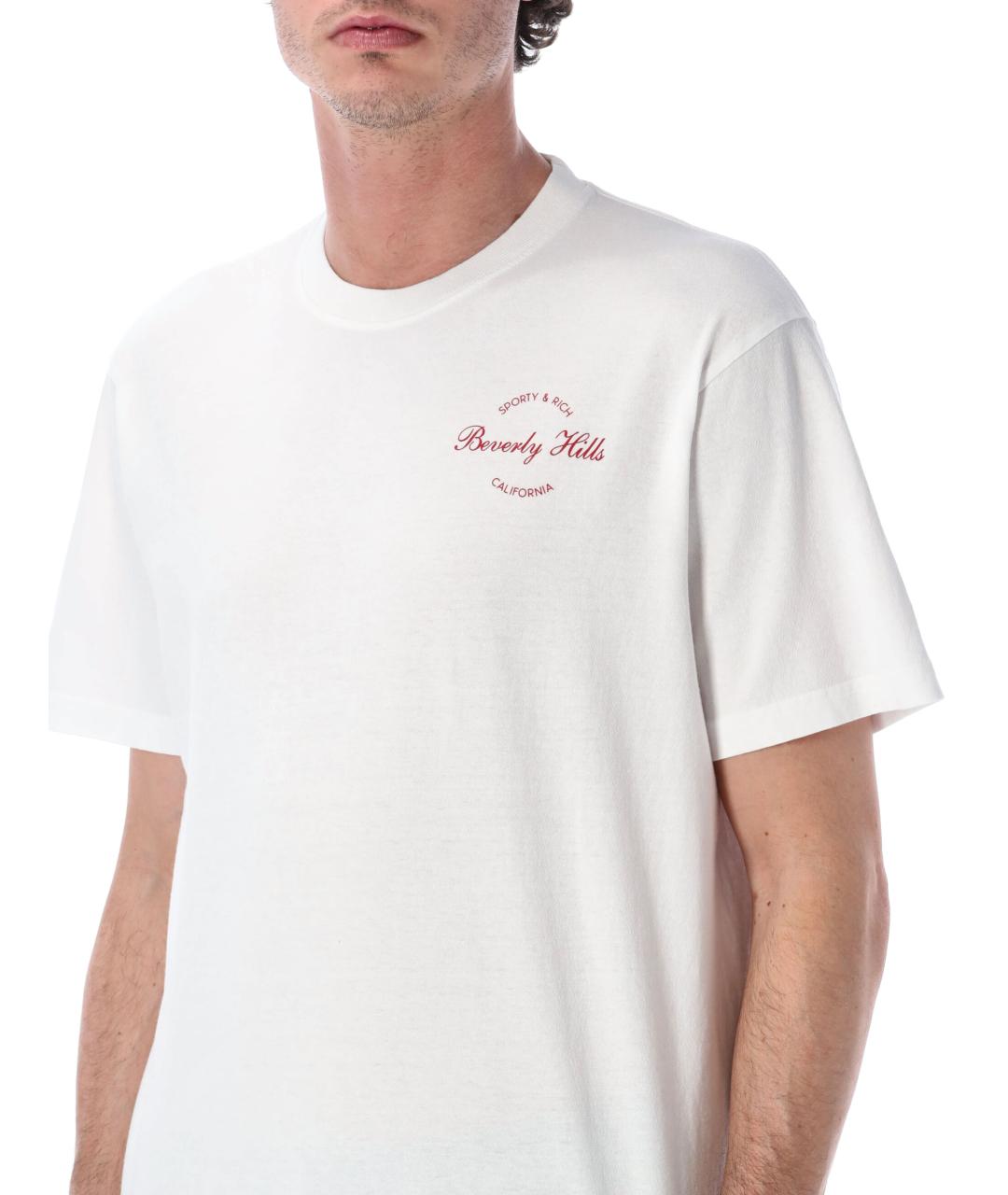 SPORTY AND RICH Белая хлопковая футболка, фото 3