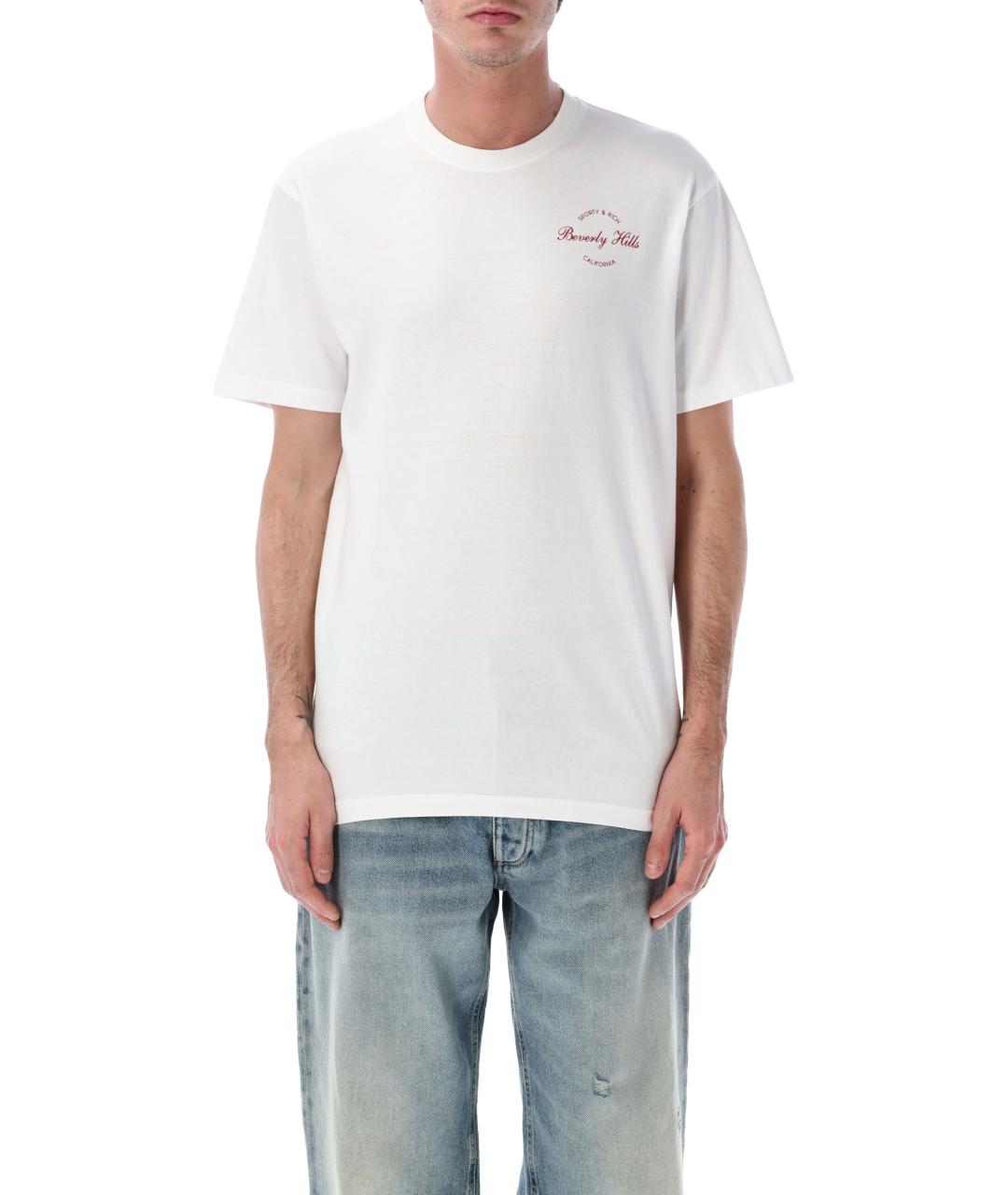 SPORTY AND RICH Белая хлопковая футболка, фото 1