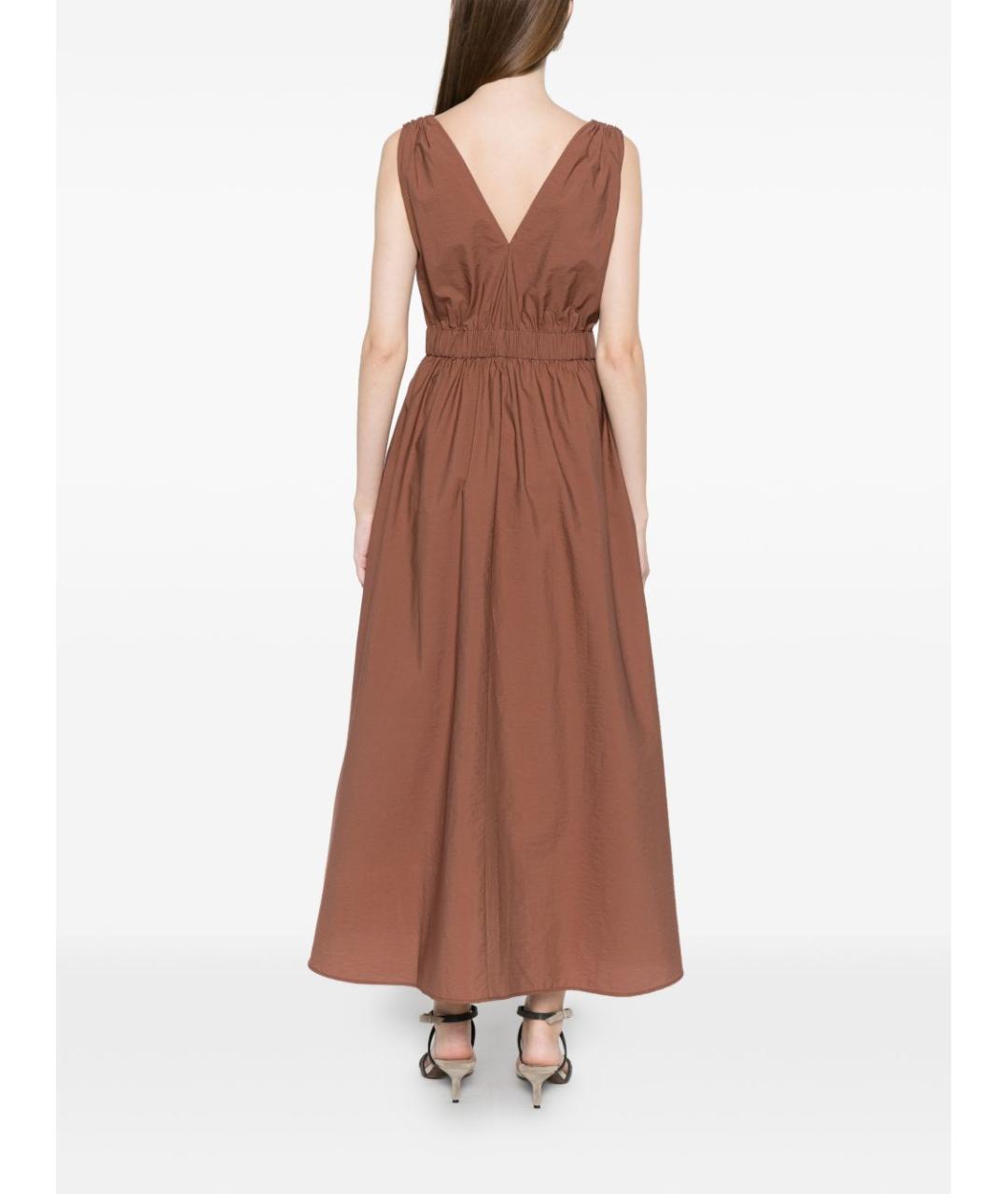 BRUNELLO CUCINELLI Коричневое хлопковое повседневное платье, фото 2