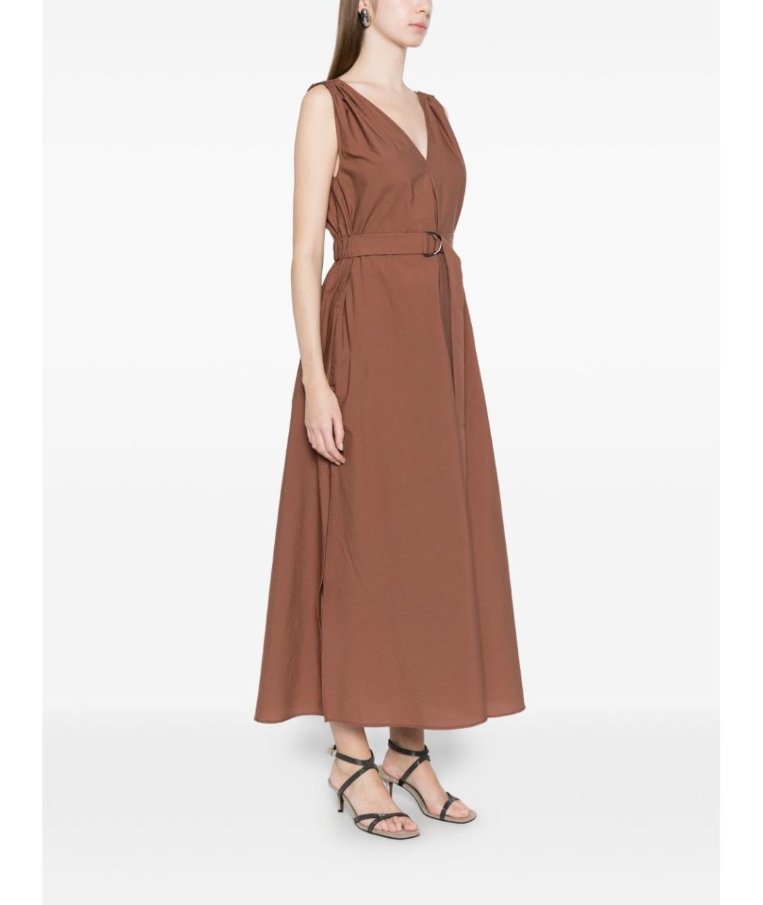 BRUNELLO CUCINELLI Коричневое хлопковое повседневное платье, фото 5