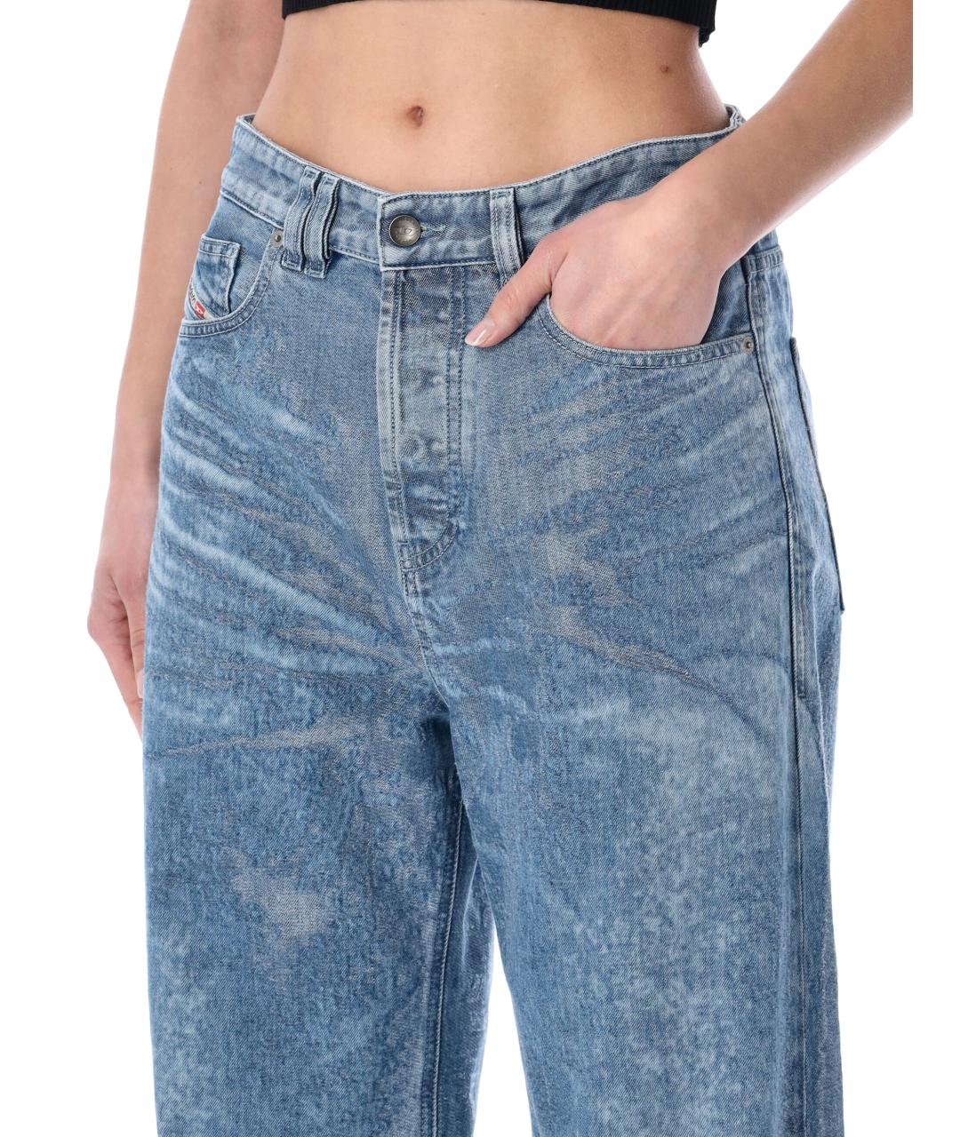 DIESEL Голубые хлопковые прямые джинсы, фото 3