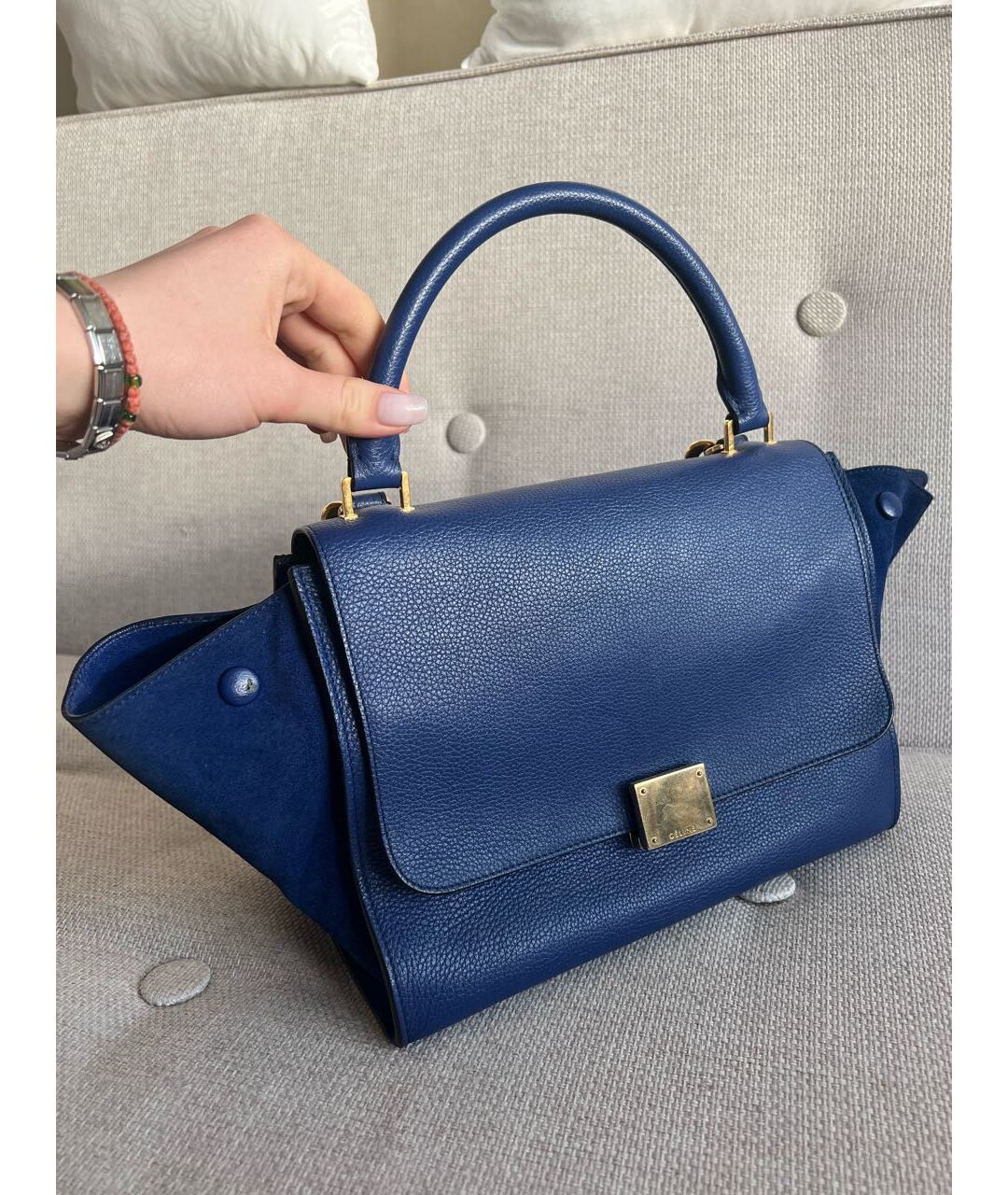 CELINE PRE-OWNED Синяя замшевая сумка с короткими ручками, фото 2