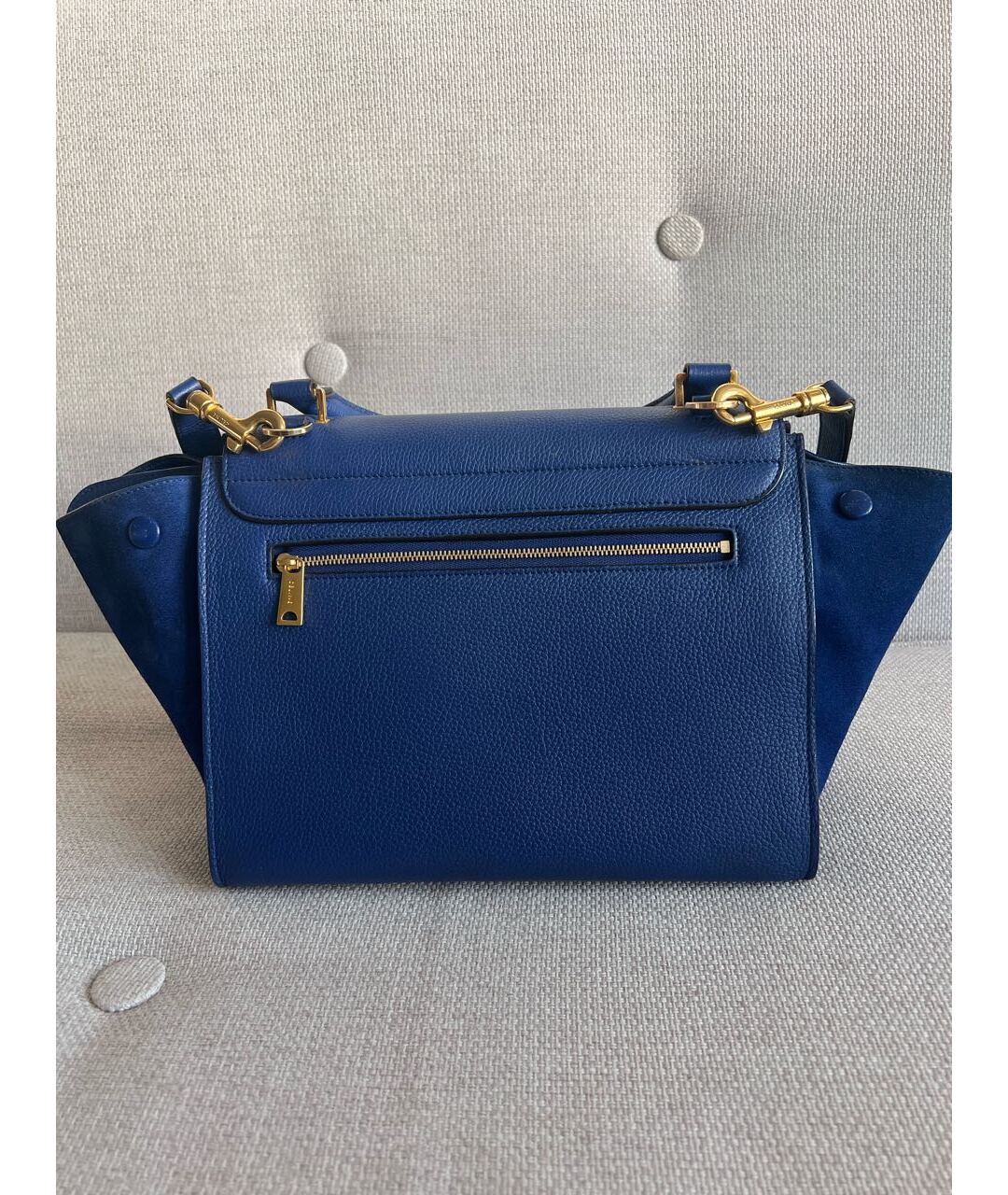CELINE PRE-OWNED Синяя замшевая сумка с короткими ручками, фото 3