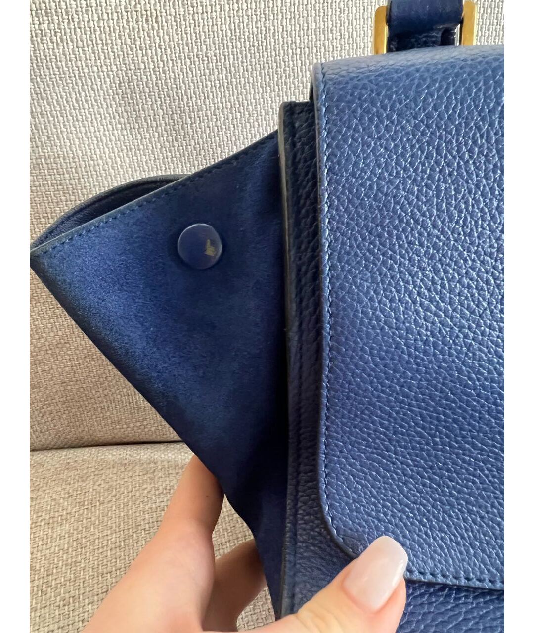 CELINE PRE-OWNED Синяя замшевая сумка с короткими ручками, фото 6