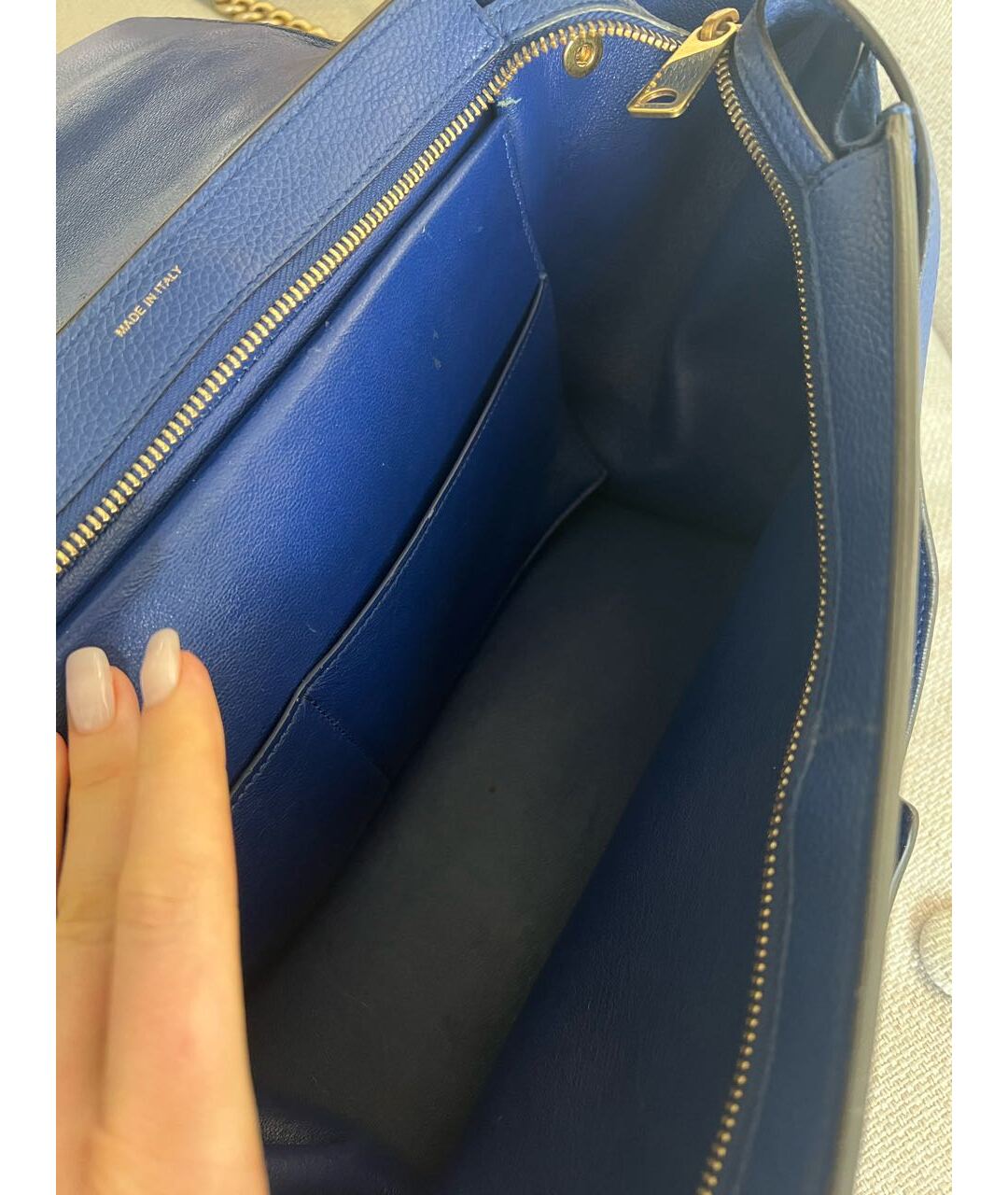 CELINE PRE-OWNED Синяя замшевая сумка с короткими ручками, фото 4