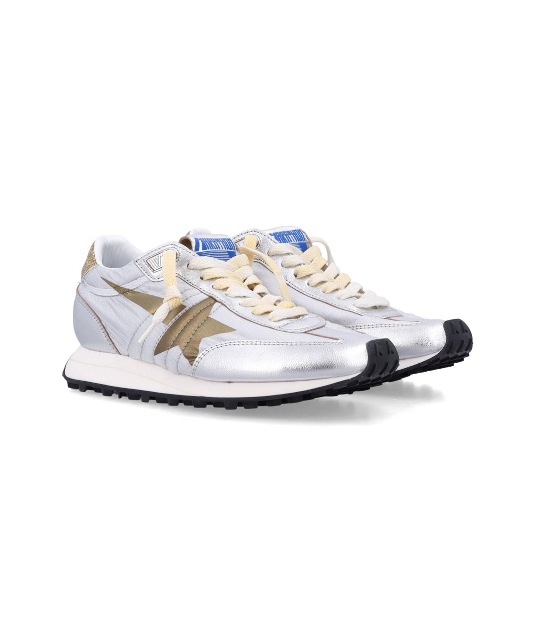 GOLDEN GOOSE DELUXE BRAND Серебряные кожаные кроссовки, фото 2