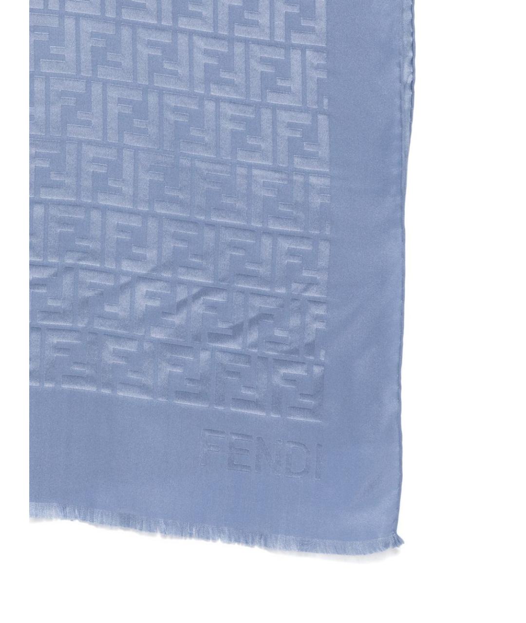 FENDI Синий шелковый шарф, фото 2