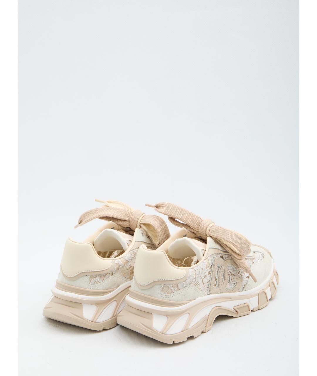 DOLCE&GABBANA Бежевые кожаные кроссовки, фото 3