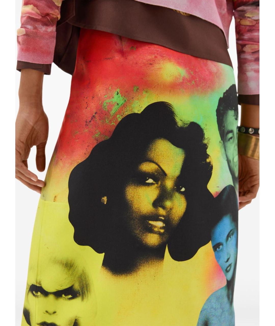 VERSACE Мульти шелковая юбка миди, фото 2