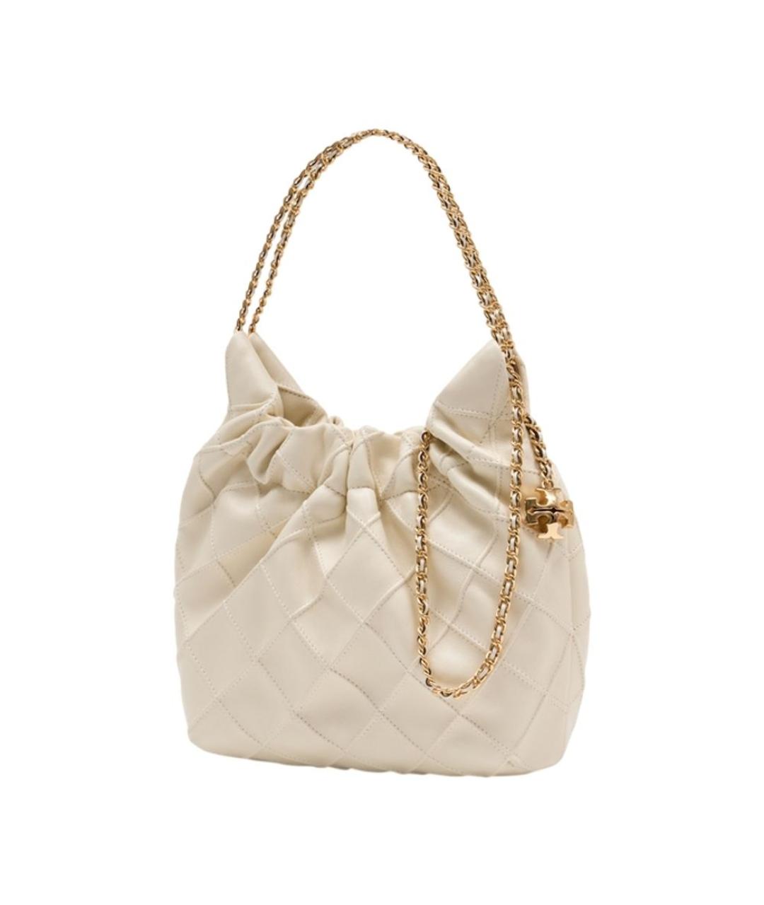 TORY BURCH Бежевая кожаная сумка через плечо, фото 2