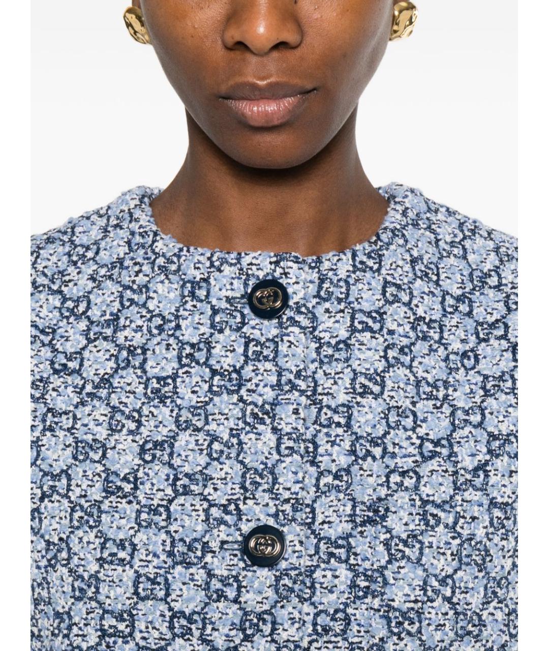 GUCCI Голубой хлопковый жилет, фото 3