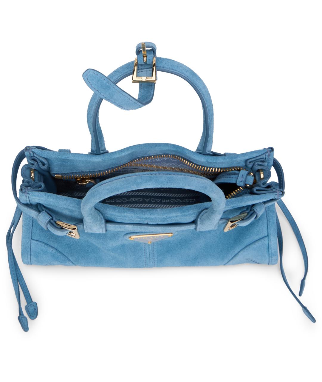 PRADA Голубая замшевая сумка с короткими ручками, фото 5