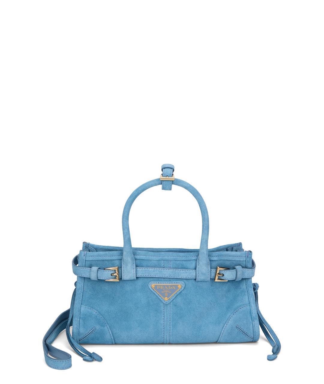 PRADA Голубая замшевая сумка с короткими ручками, фото 2