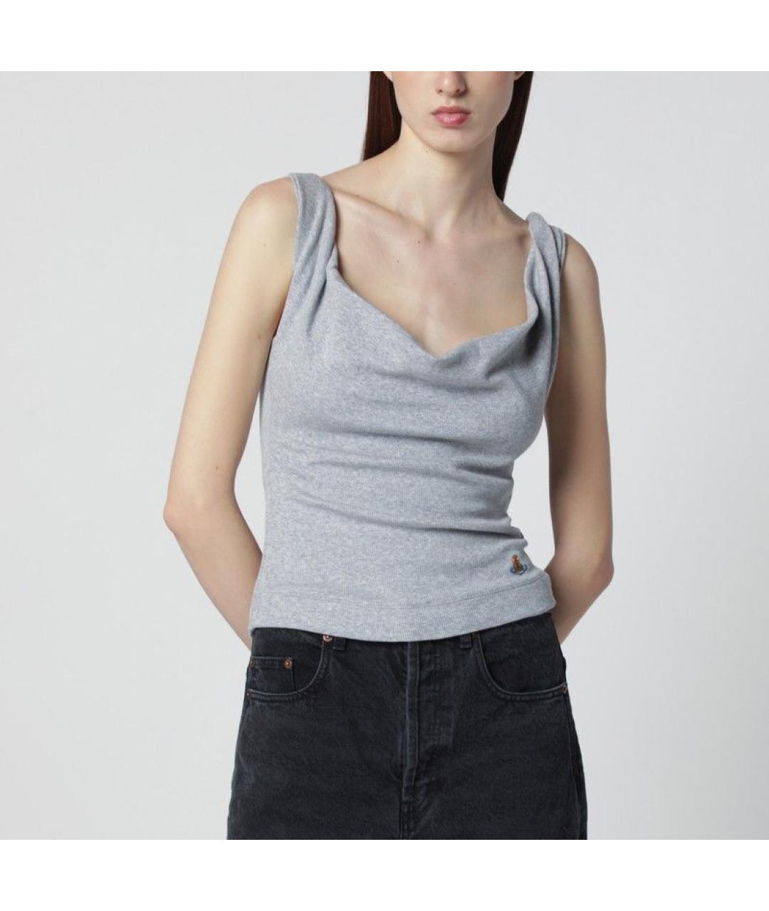 VIVIENNE WESTWOOD Серая хлопковая майка, фото 2